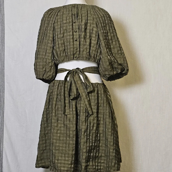 Moon River Womens Plaid Green Mini Dress,w Back Cutouts SZ M - Picture 9 of 16